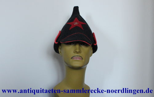 Schwarze Russische Rote Armee Kavallerie Mütze Kappe Budenovka Budjonowka CCCP