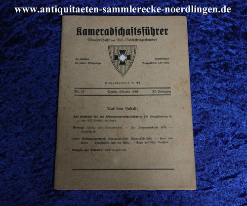 Kameradschaftsführer Monatsschrift des NS-Reichskriegerbundes Nr. 10 Berlin, Oktober 1938 33. Jahrg.