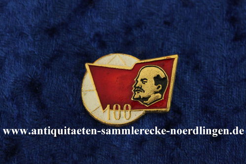 Anstecker Wladimir Iljitsch Lenin Kopf 100 UDSSR Roter Banner Fahne Flagge